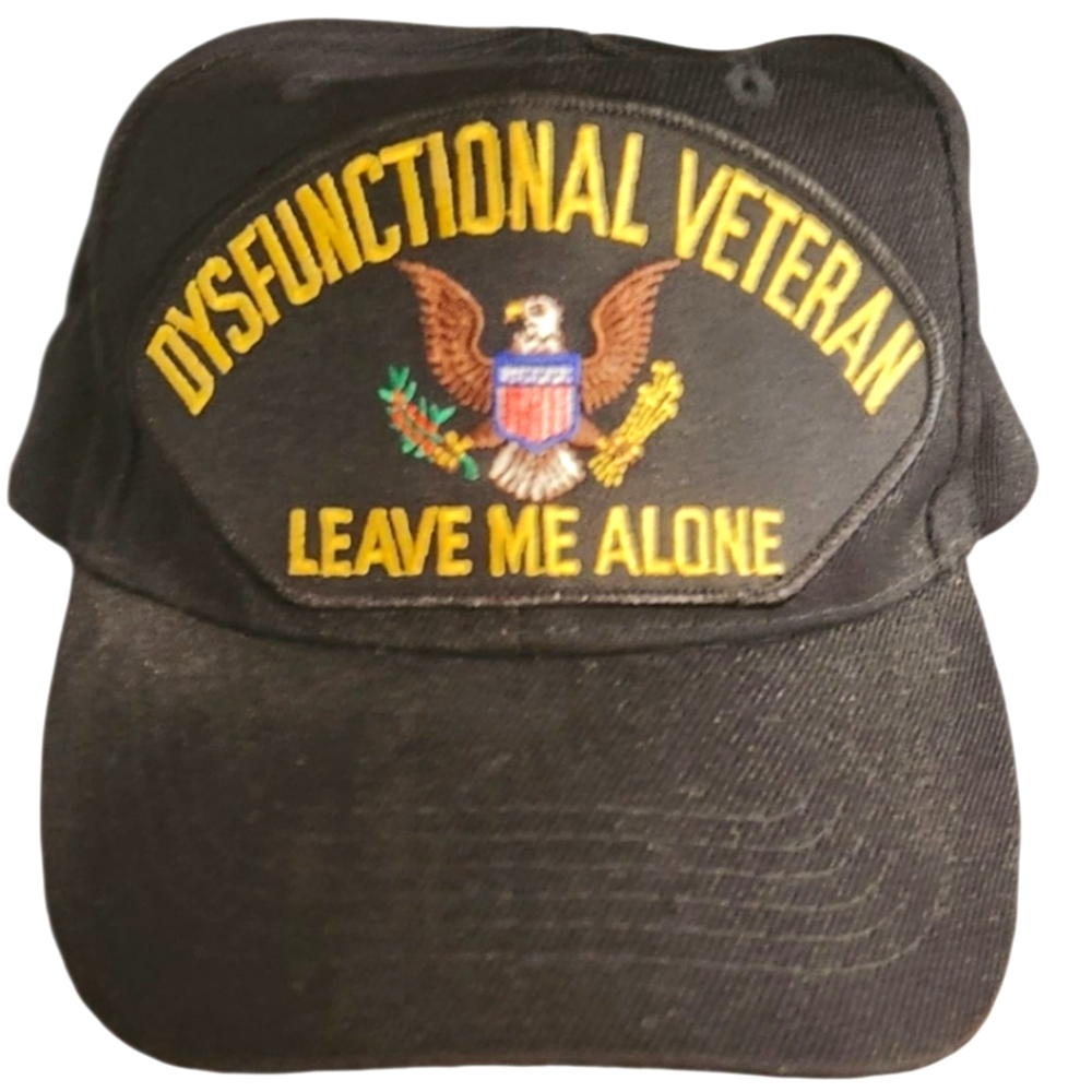 Veteran Cap  Black/Yellow Embroidery Dysfunctional Veteran, Leave Me Alone Cap